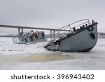 Sunken Vessel In A Frozen River ...