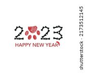 2023 text with doodle bone and... | Shutterstock .eps vector #2173512145