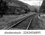 Small photo of Flam Railway. The Flamsbana is a 20.2-kilometer long railway line between Myrdal and Flam in Aurland, June 17,2018. Flam, Norway, Scandinavia.