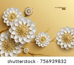 3d branches of golden arabesque ... | Shutterstock .eps vector #756939832