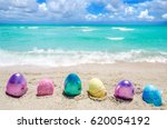 Easter Color Eggs On The Sandy...