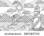 seascape line art design for... | Shutterstock .eps vector #389283742