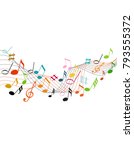 color music notes on a solide... | Shutterstock .eps vector #793555372