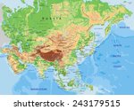High Detailed Asia Physical Map ...