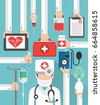 medical flat design card with... | Shutterstock . vector #664858615