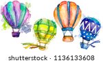 hot air balloon background fly... | Shutterstock . vector #1136133608