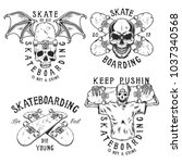 set of skateboarding emblems in ... | Shutterstock .eps vector #1037340568