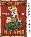 retro military colorful poster... | Shutterstock .eps vector #1308066838