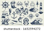 vintage monochrome nautical... | Shutterstock . vector #1652594272