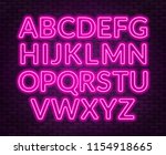 neon pink alphabet on brick... | Shutterstock .eps vector #1154918665