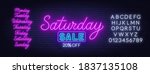 saturday sale neon sign on... | Shutterstock .eps vector #1837135108