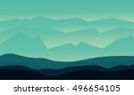 silhouette of hills vector flat ... | Shutterstock .eps vector #496654105
