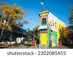 Small photo of City Buenos Aires, capital, Argentina. April 27, 2023. Caminito, a very colorful place, with houses and shops painted in many colors, a reference point, famous and much visited by tourists.