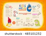 cute colorful kids meal menu... | Shutterstock .eps vector #485101252