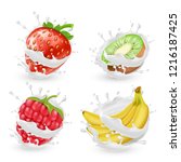  set of juicy summer fruits and ... | Shutterstock . vector #1216187425