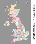 Highly detailed political United Kingdom map