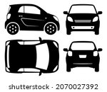 Small Car Silhouette On White...