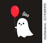 cute ghost cartoon vector.... | Shutterstock .eps vector #2174189395
