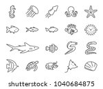 ocean life line icon set.... | Shutterstock .eps vector #1040684875