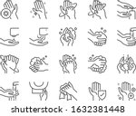 hand washing line icon set.... | Shutterstock .eps vector #1632381448