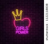 girls power sign in neon style... | Shutterstock .eps vector #1122118838
