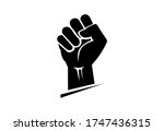 black hand raised in a clenched ... | Shutterstock .eps vector #1747436315