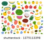 fruits and berries hand drawn... | Shutterstock .eps vector #1375113398