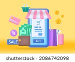3d concept online shopping... | Shutterstock .eps vector #2086742098