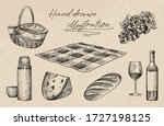 hand drawn sketch of picnic set.... | Shutterstock .eps vector #1727198125
