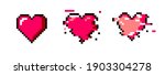 set of pixel art heart icons.... | Shutterstock .eps vector #1903304278