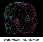 3d wireframe model of a human... | Shutterstock .eps vector #2077325935