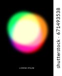 Small photo of Chromatic aberration of spectrum light on dark background. Blurred cirle of light. Perfect for posters, book covers, flyers, web sites design.
