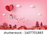 Gift Box With Heart Balloon...