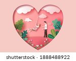cute couple in love in the park ... | Shutterstock .eps vector #1888488922
