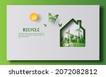eco friendly home with cutting... | Shutterstock .eps vector #2072082812