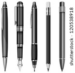 set of black pens and pencils... | Shutterstock .eps vector #120538918
