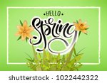 lettering of brush hello spring ... | Shutterstock .eps vector #1022442322