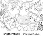 cute monkey sleeping on a vine... | Shutterstock .eps vector #1496634668