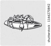 crab on surfing board. black... | Shutterstock .eps vector #1166270842