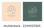 vector linear glamping emblems... | Shutterstock .eps vector #2144425365