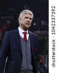 Small photo of Italy, Milan, march 08 2018: Arsene Wenger Arsenal manager moves to the bench before kick-off about football match AC MILAN vs ARSENAL, Europa League 2018 round of 16 at San Siro stadium