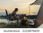 Asian woman travel and camping...