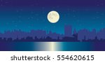 night sky and moon reflection... | Shutterstock .eps vector #554620615