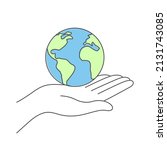 green earth in open hand. hand... | Shutterstock .eps vector #2131743085