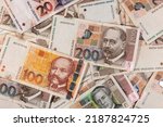 Small photo of Kuna Croatian currency banknotes background