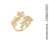 Small photo of Design gold diamond ring isolated. Precious jewel