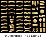 banner gold vector icon set on... | Shutterstock .eps vector #486138415