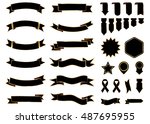 banner black vector icon set on ... | Shutterstock .eps vector #487695955
