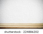 Wood table and white wall kitchen background, Food and product table desk, Empty wood tabletop, counter, shelf in kitchen wall room for retail shop, store display mockup, banner, template