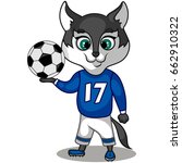 wolf character with soccer ball ... | Shutterstock .eps vector #662910322